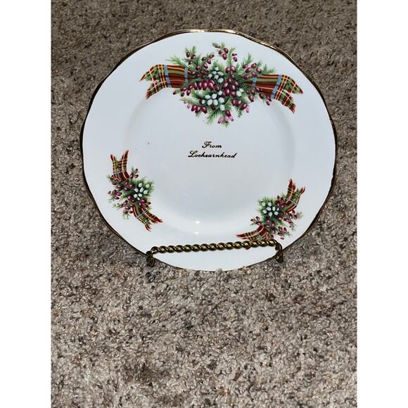 2 Tartan & Berries Gold Christmas Plates Holiday Bone China - Picture 5 of 10